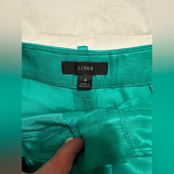 Fun JCrew shiny green dress shorts, like new, dry cleaned - Picture 1 of 3